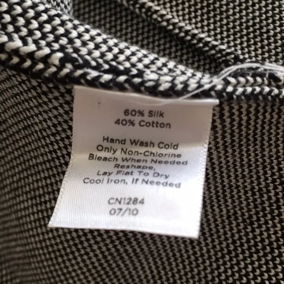 Talbots silk cotton double faced black white woven blazer