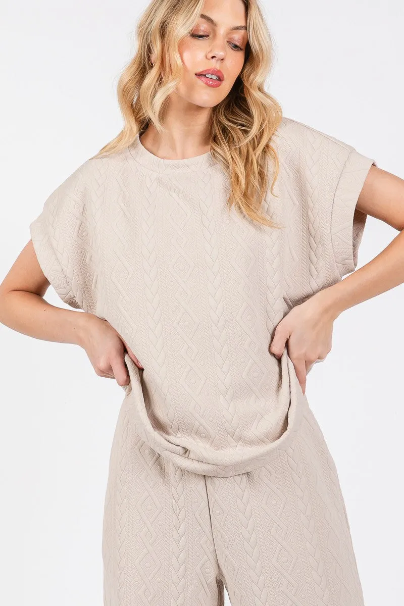 Textured Top And Pants Set