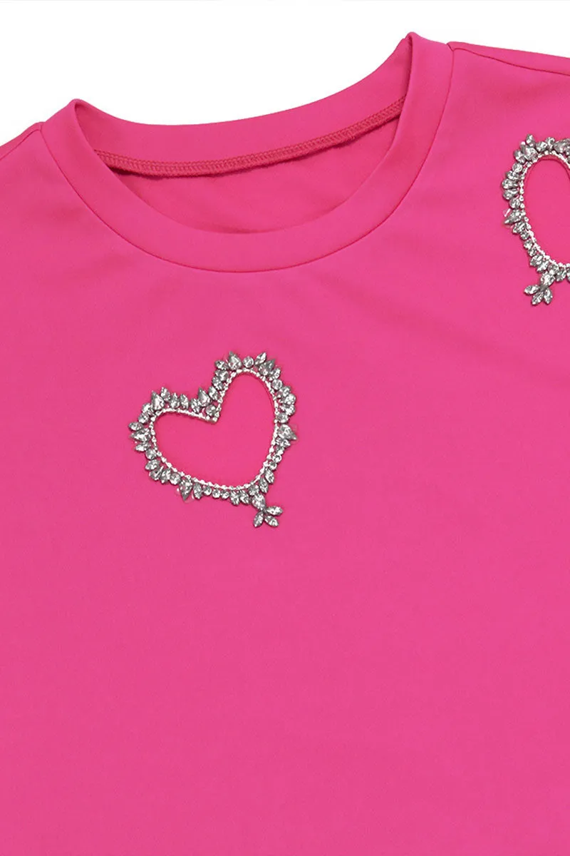 TG611 Round Neck Rhinestone T-Shirt Top
