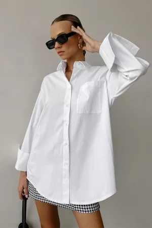TH628 Oversized Fashion White Shirt