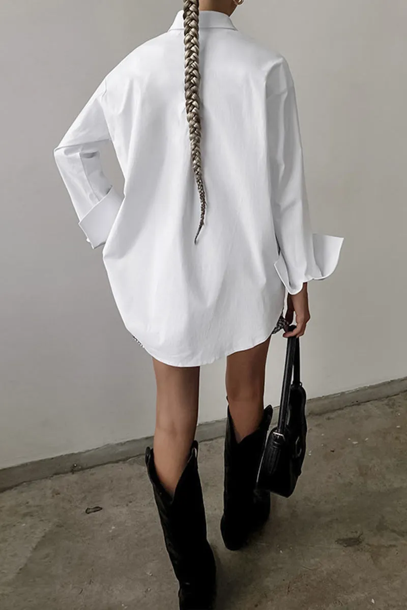TH628 Oversized Fashion White Shirt
