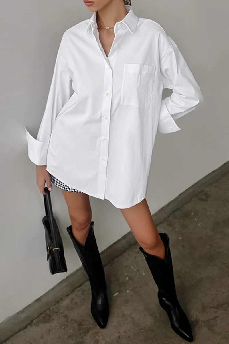 TH628 Oversized Fashion White Shirt