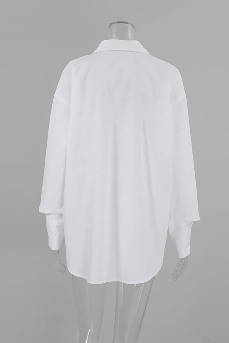 TH628 Oversized Fashion White Shirt