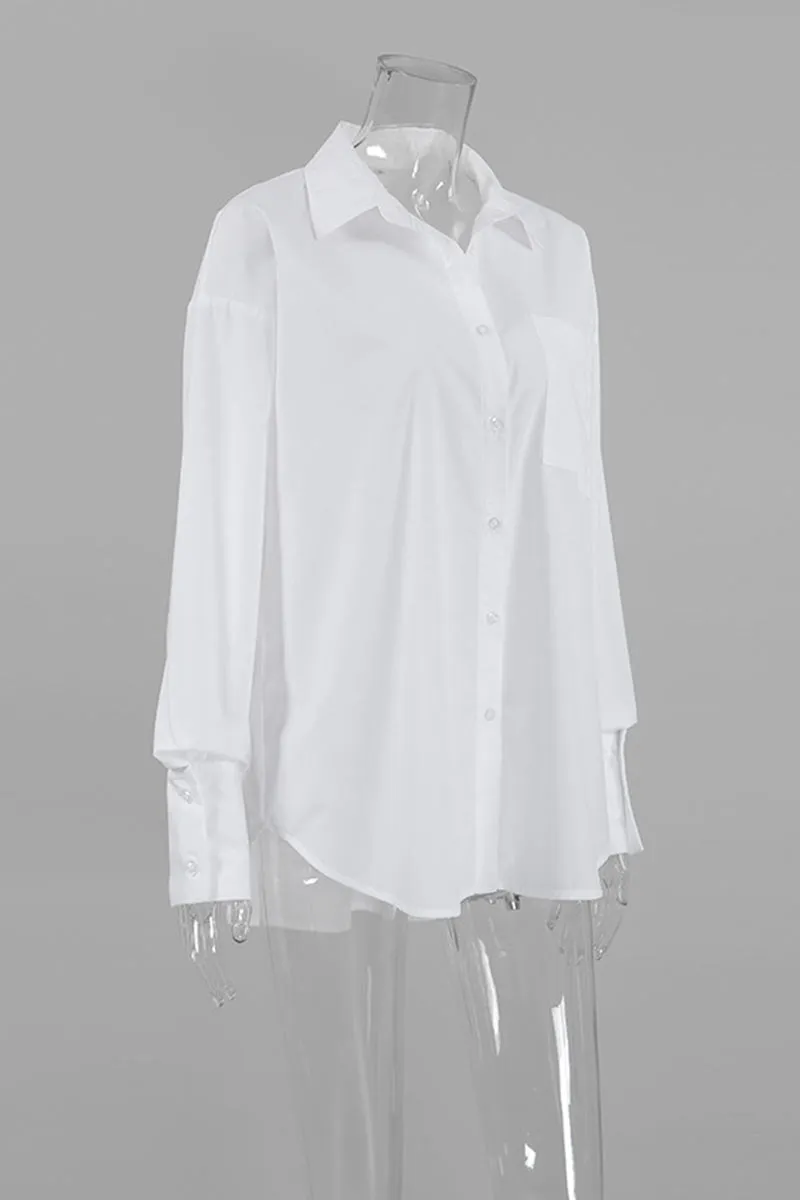 TH628 Oversized Fashion White Shirt