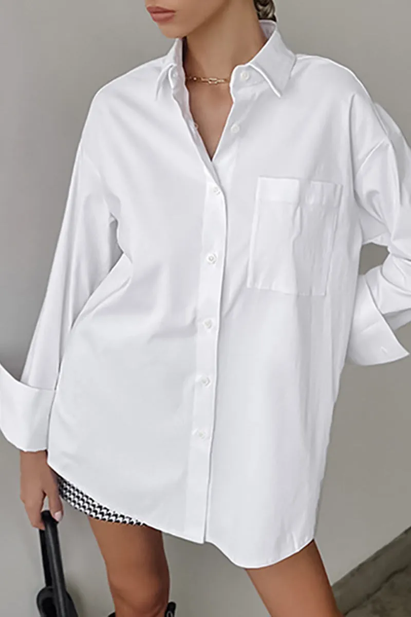 TH628 Oversized Fashion White Shirt