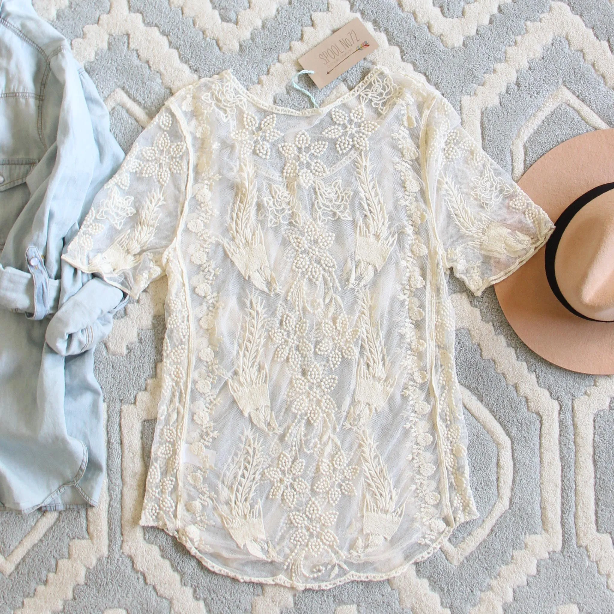 The Lace Basic Tee in Cream