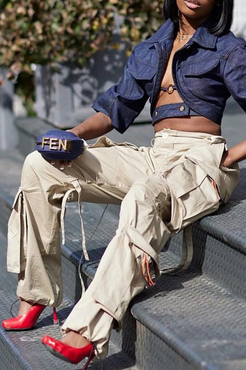 TI0201 Denim Crop Shirt