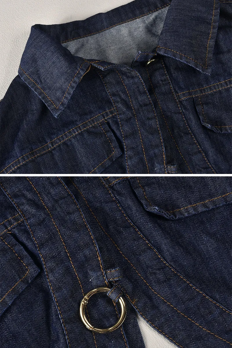 TI0201 Denim Crop Shirt