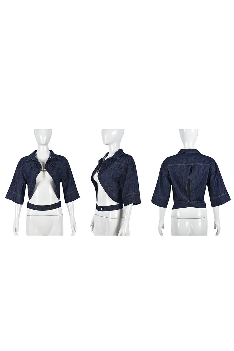 TI0201 Denim Crop Shirt