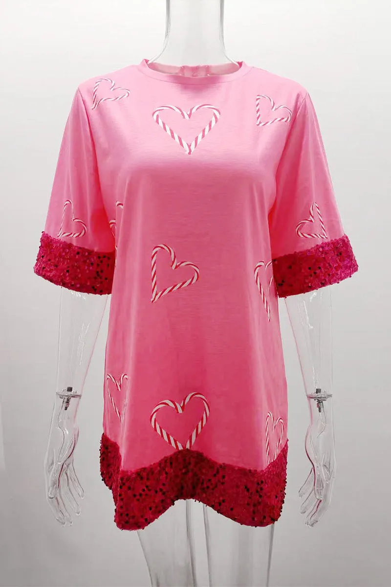 TK0277 Sequins Short Sleeve Tee Shirt