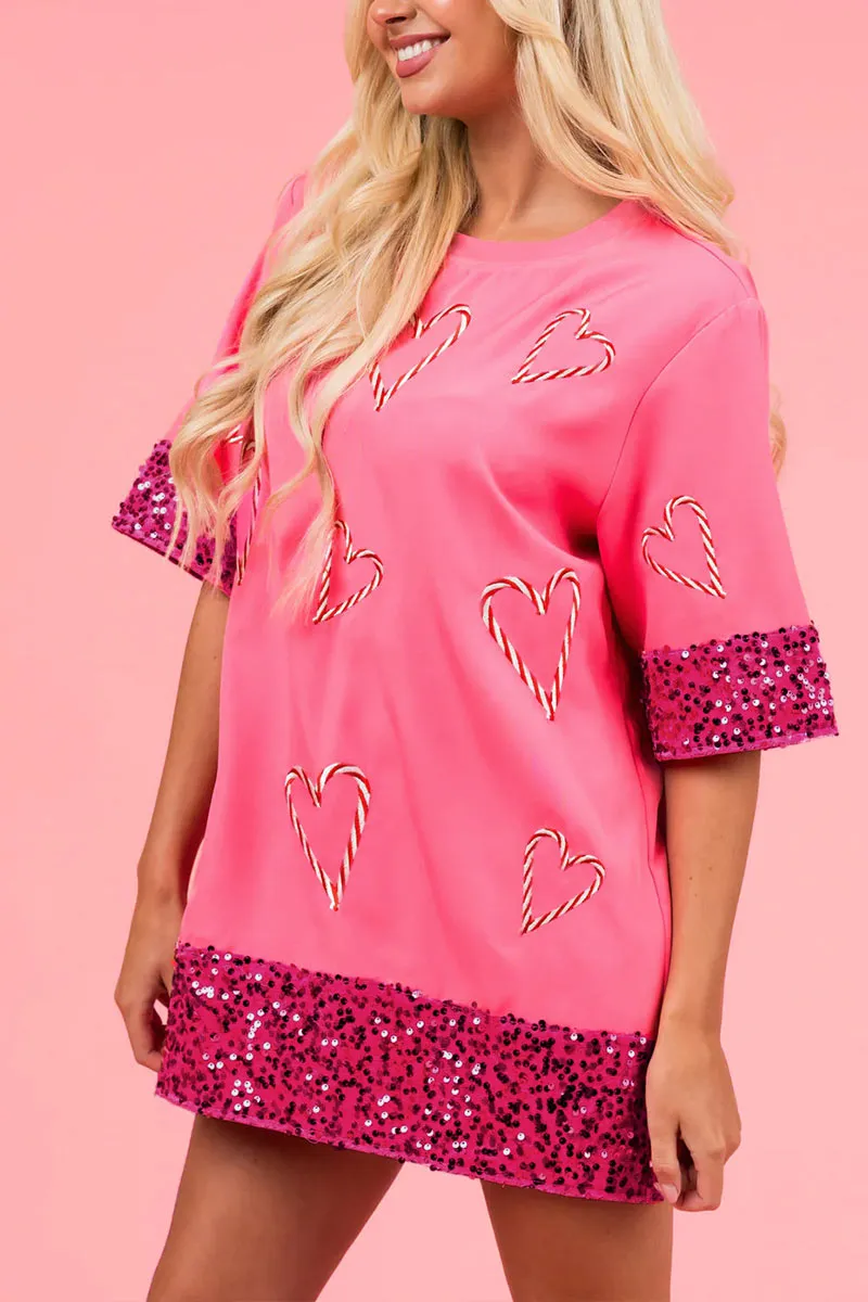TK0277 Sequins Short Sleeve Tee Shirt