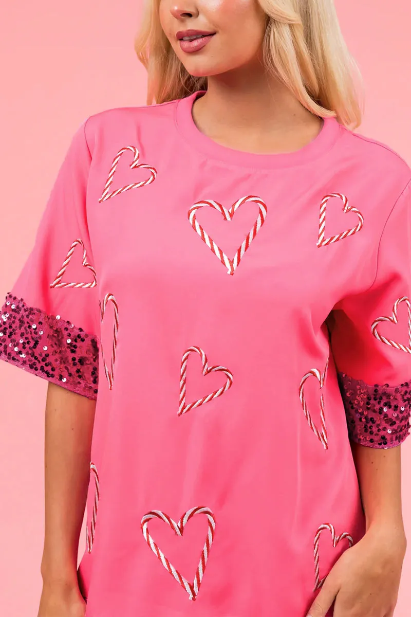 TK0277 Sequins Short Sleeve Tee Shirt