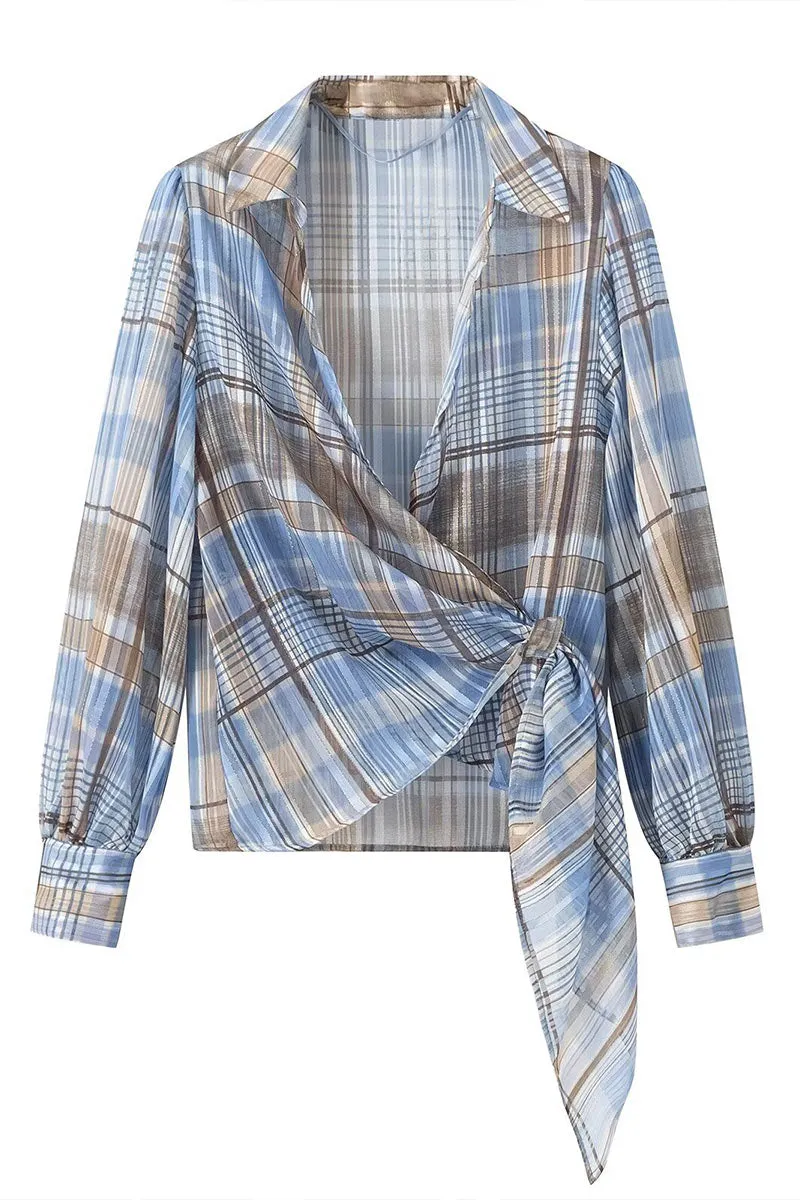 TK0675 Plaid Blouse Shirt