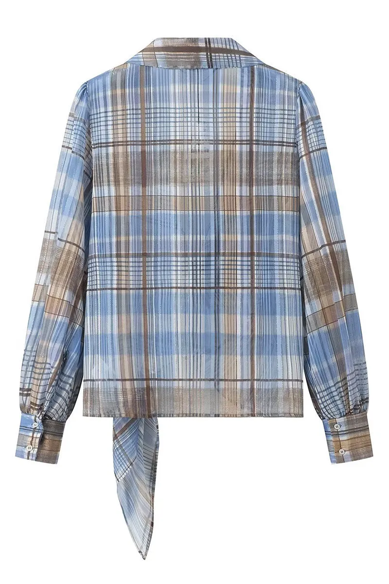 TK0675 Plaid Blouse Shirt