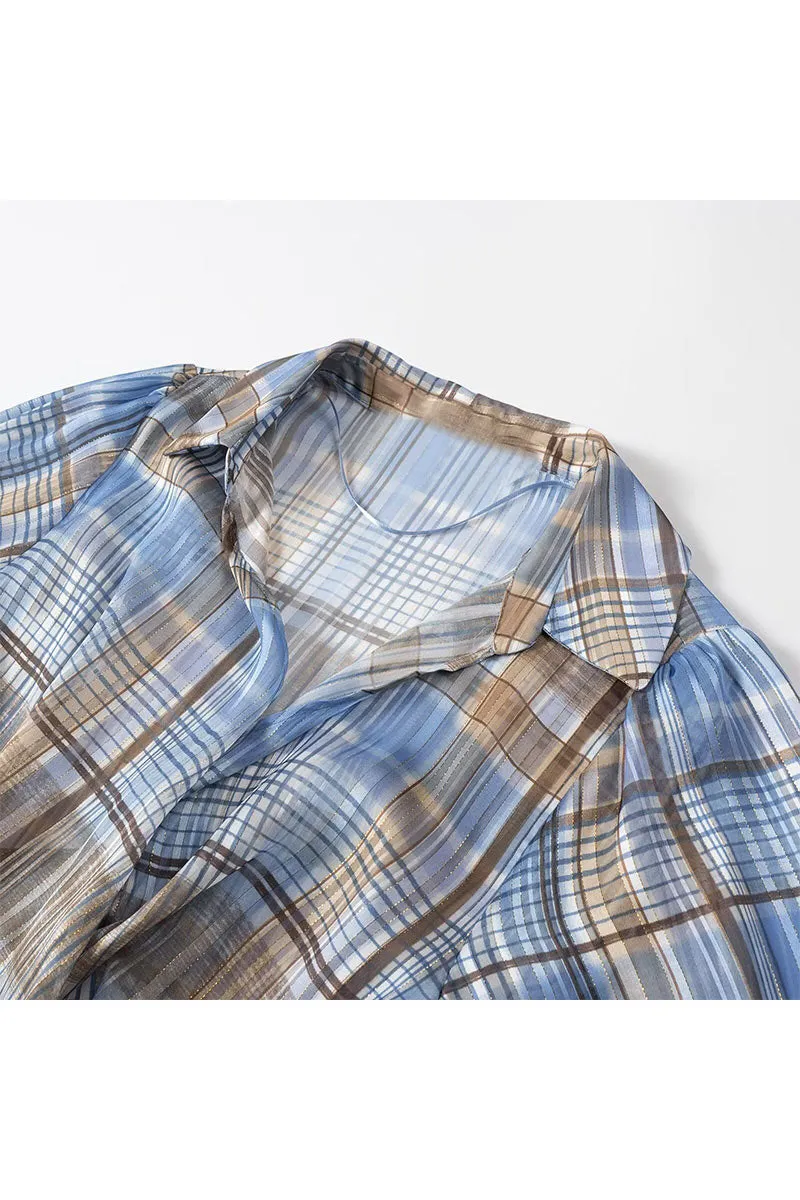 TK0675 Plaid Blouse Shirt