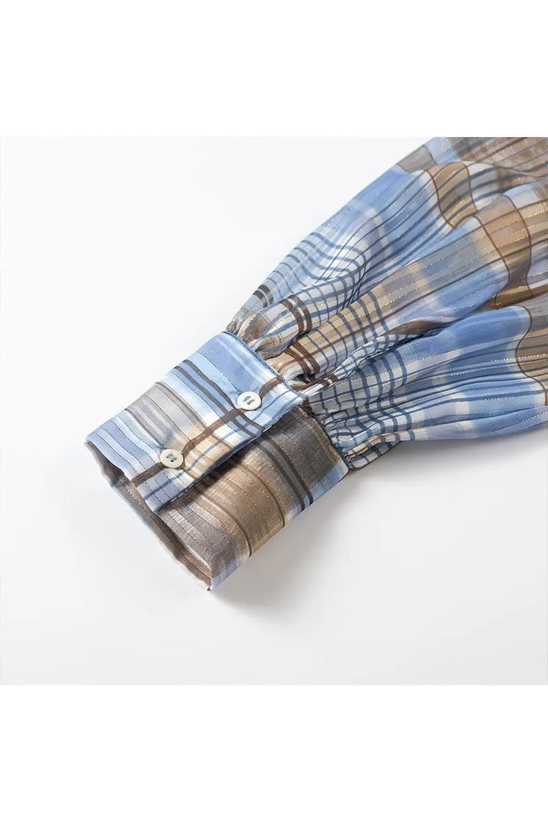 TK0675 Plaid Blouse Shirt