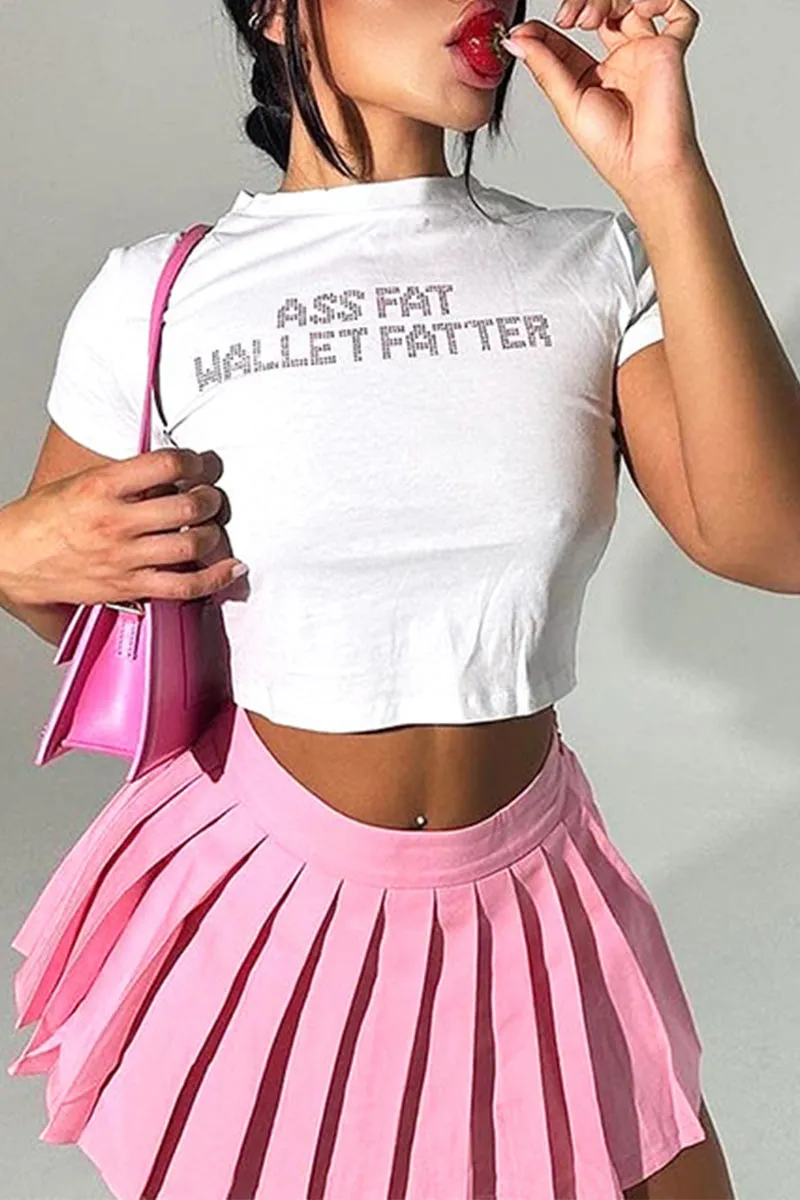 TM0273 Rhinestones Crop Tee