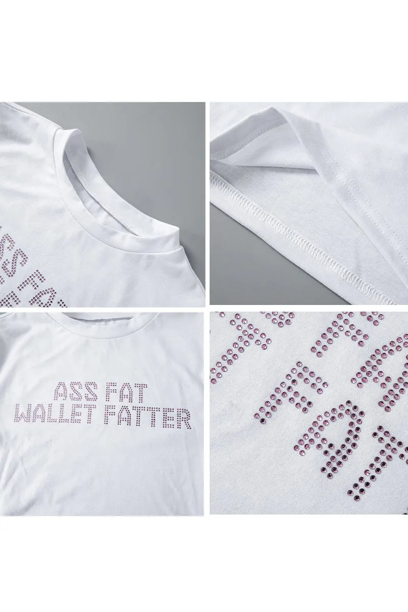 TM0273 Rhinestones Crop Tee