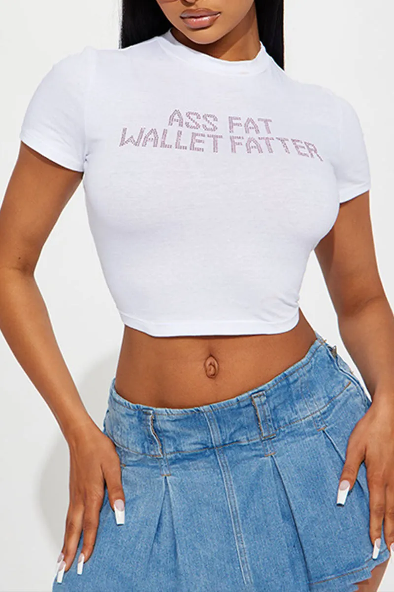 TM0273 Rhinestones Crop Tee
