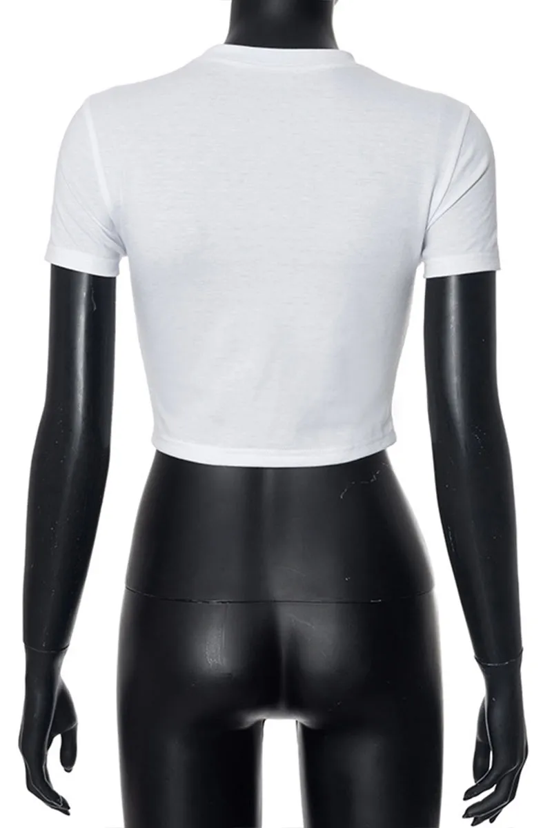 TM0273 Rhinestones Crop Tee
