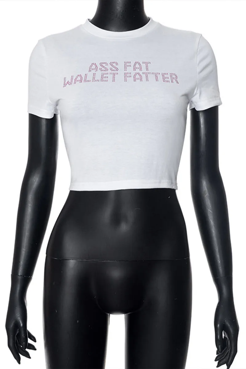 TM0273 Rhinestones Crop Tee