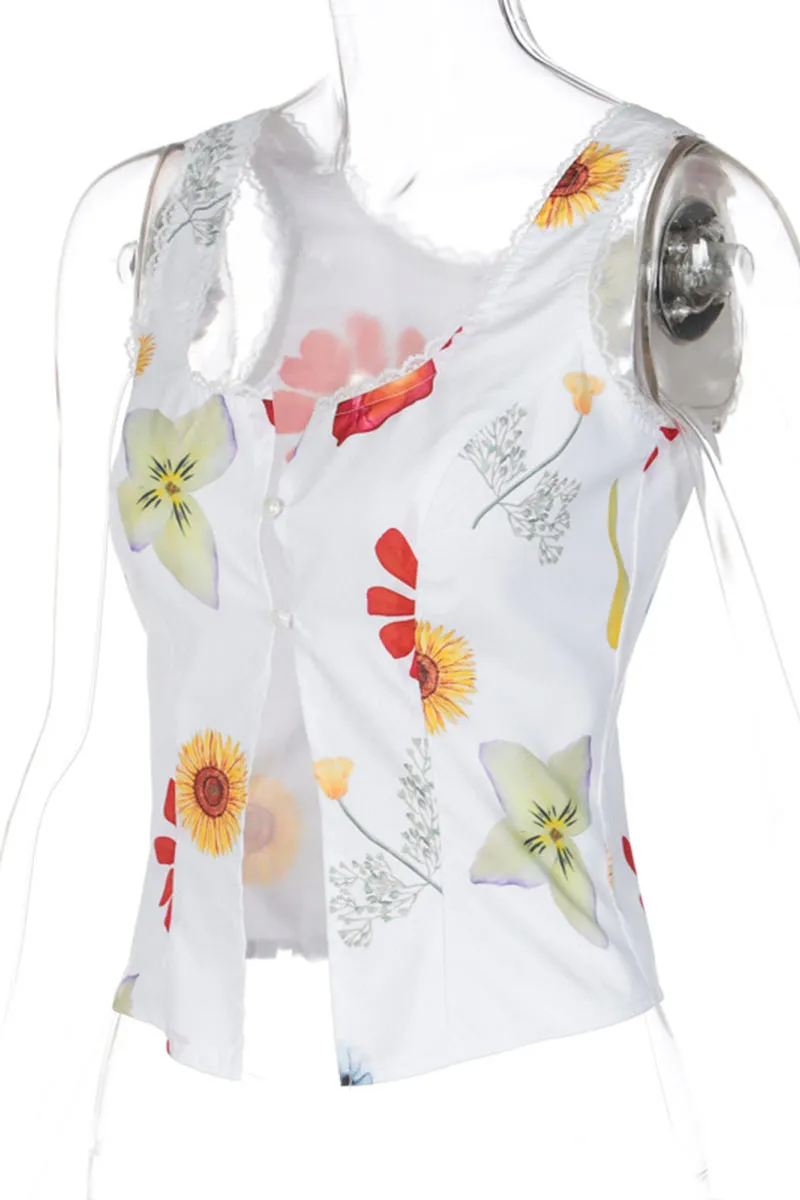 TN0115 Floral Sleeveless Shirt