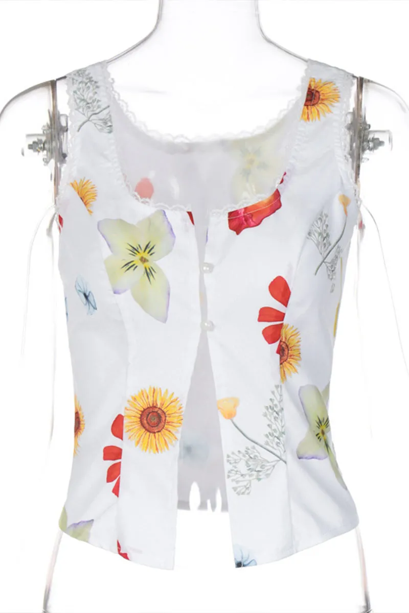 TN0115 Floral Sleeveless Shirt