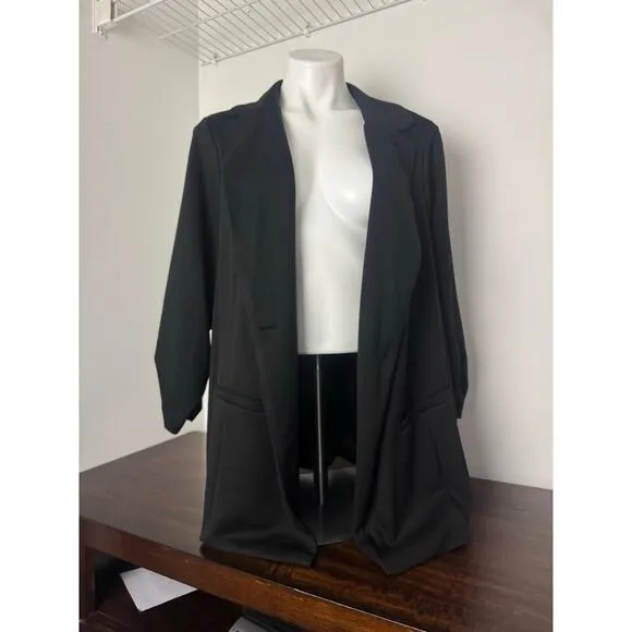 Torrid Black 3/4 Sleeve Blazer, Single Button, Soft, Stretchy Size 3 NWOT