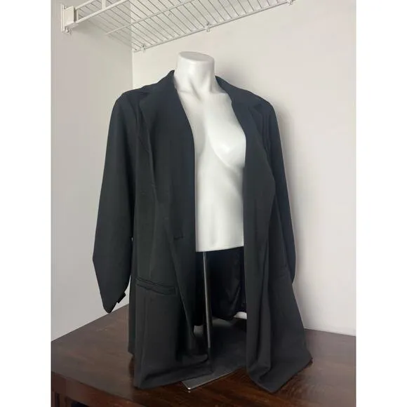 Torrid Black 3/4 Sleeve Blazer, Single Button, Soft, Stretchy Size 3 NWOT