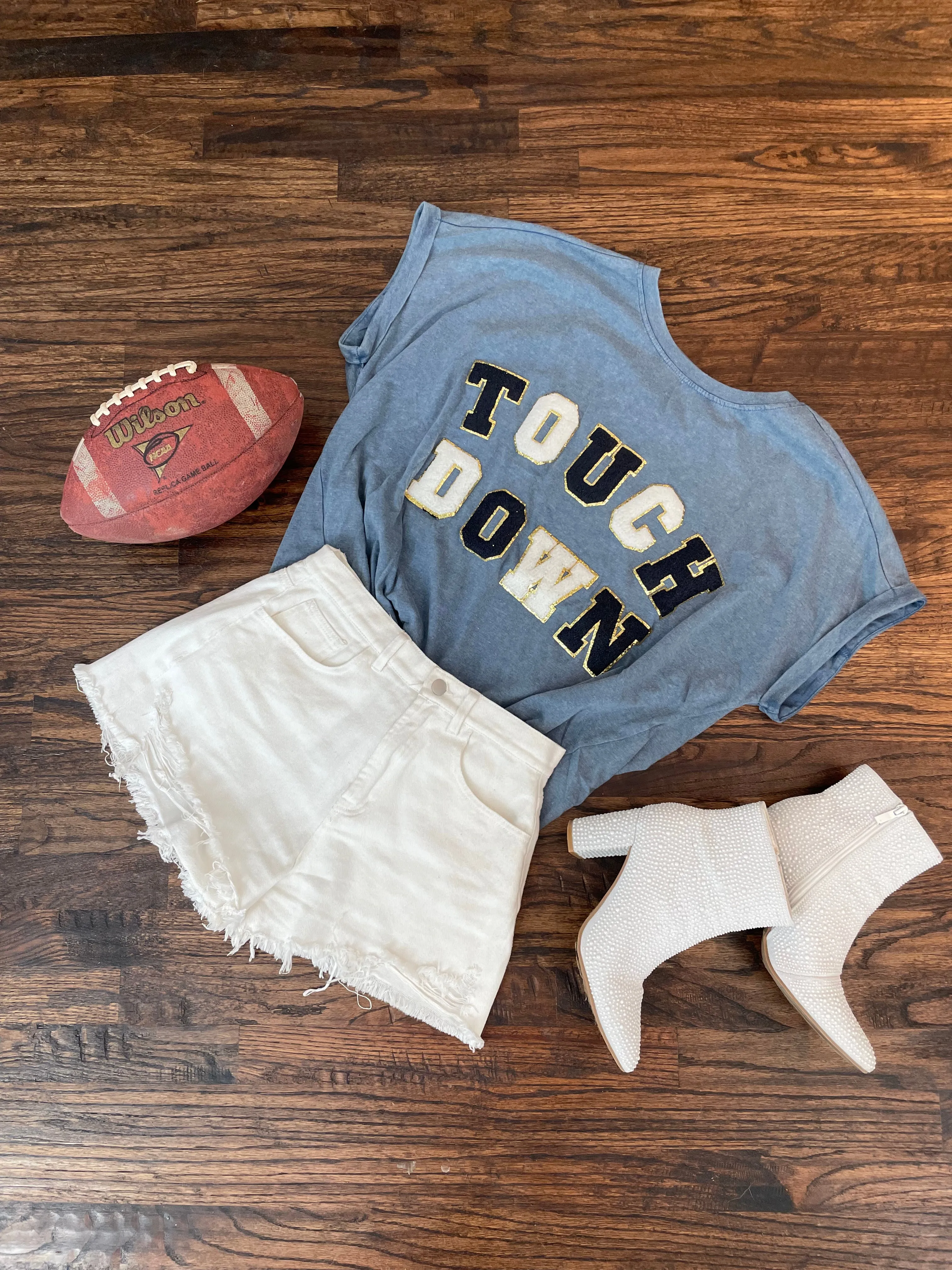 TOUCHDOWN LETTER LOOSE FIT VINTAGE WASHED TOP