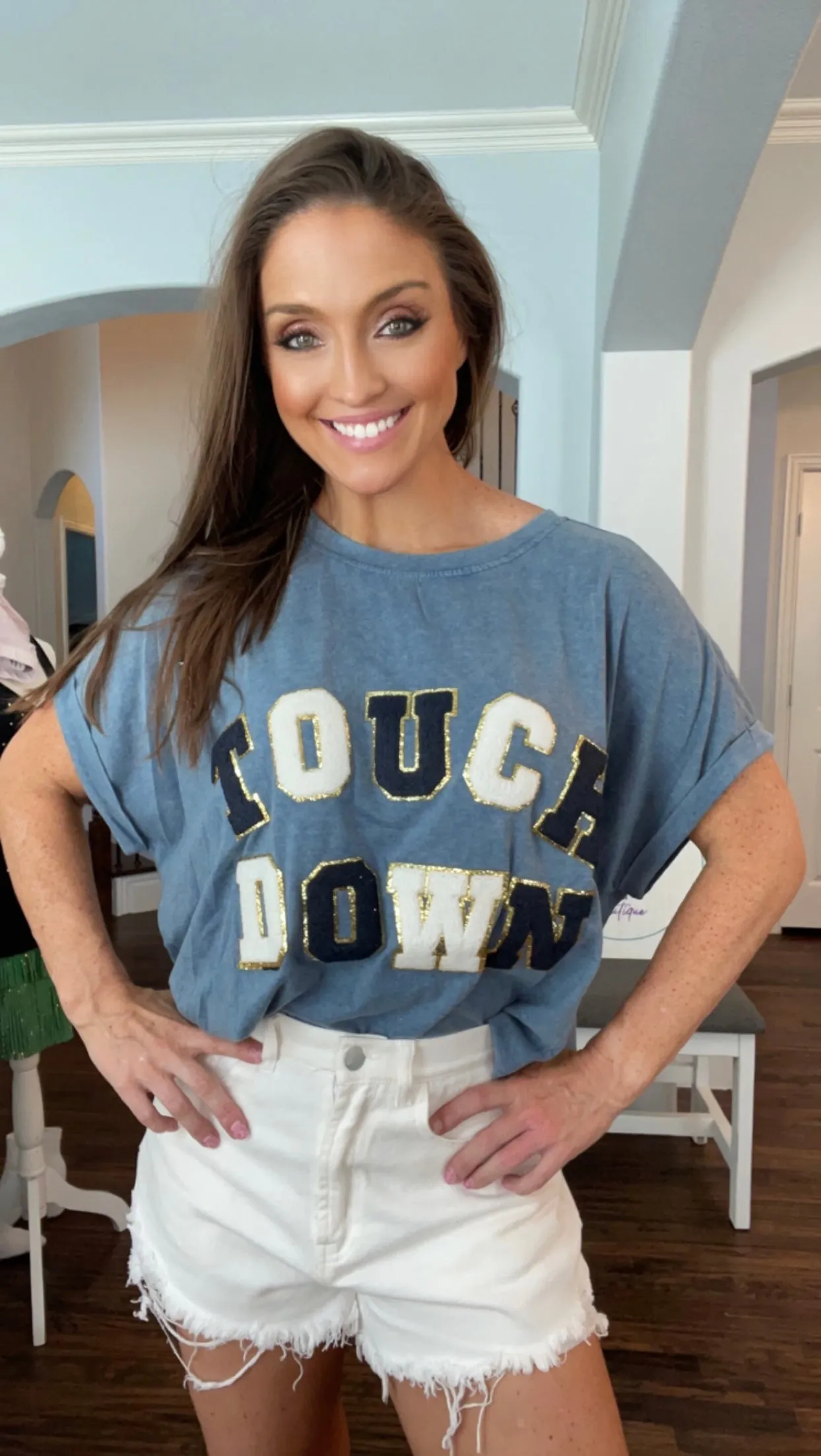 TOUCHDOWN LETTER LOOSE FIT VINTAGE WASHED TOP