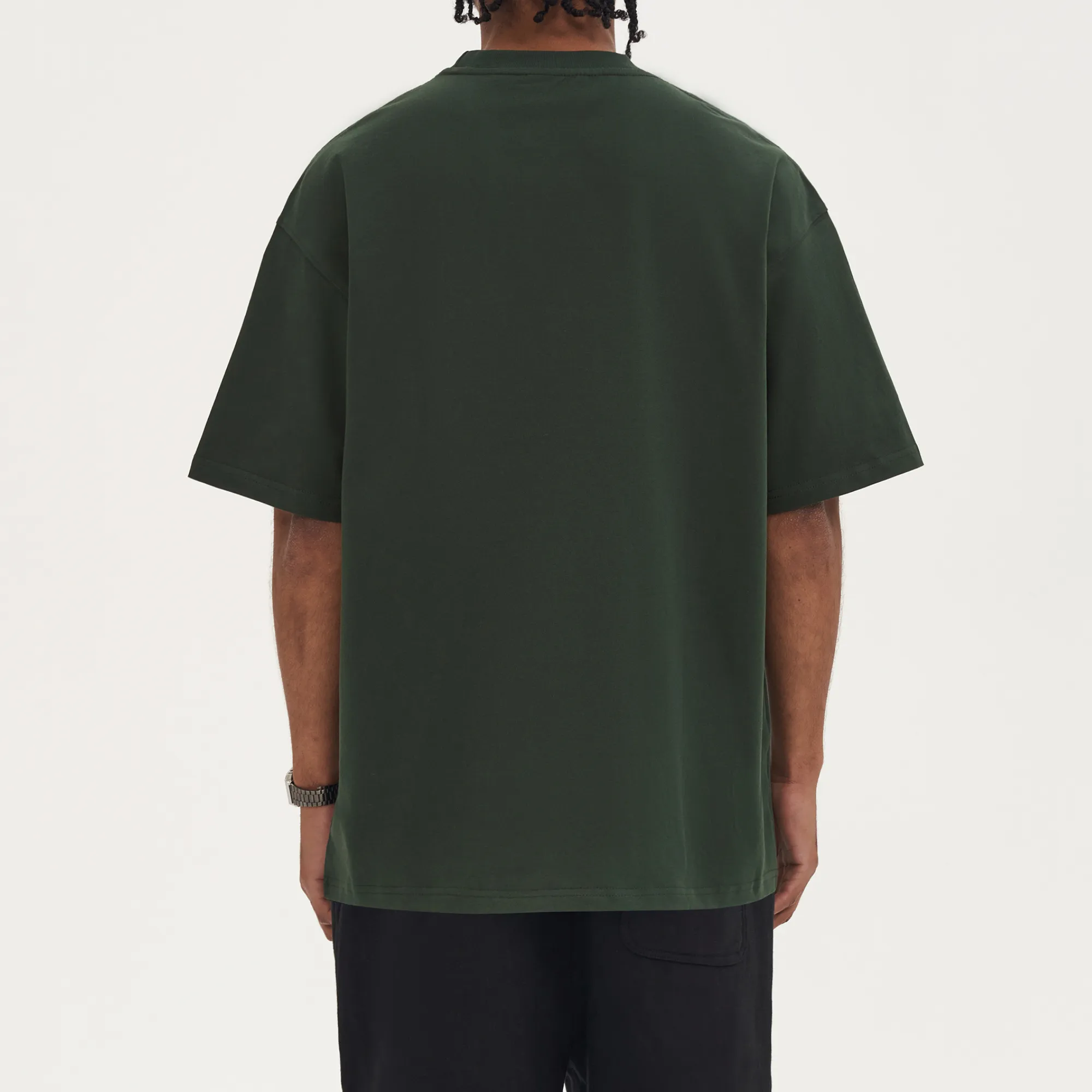 Tsunagari x Dark Green Drop Shoulder T-Shirt x Boxy Fit