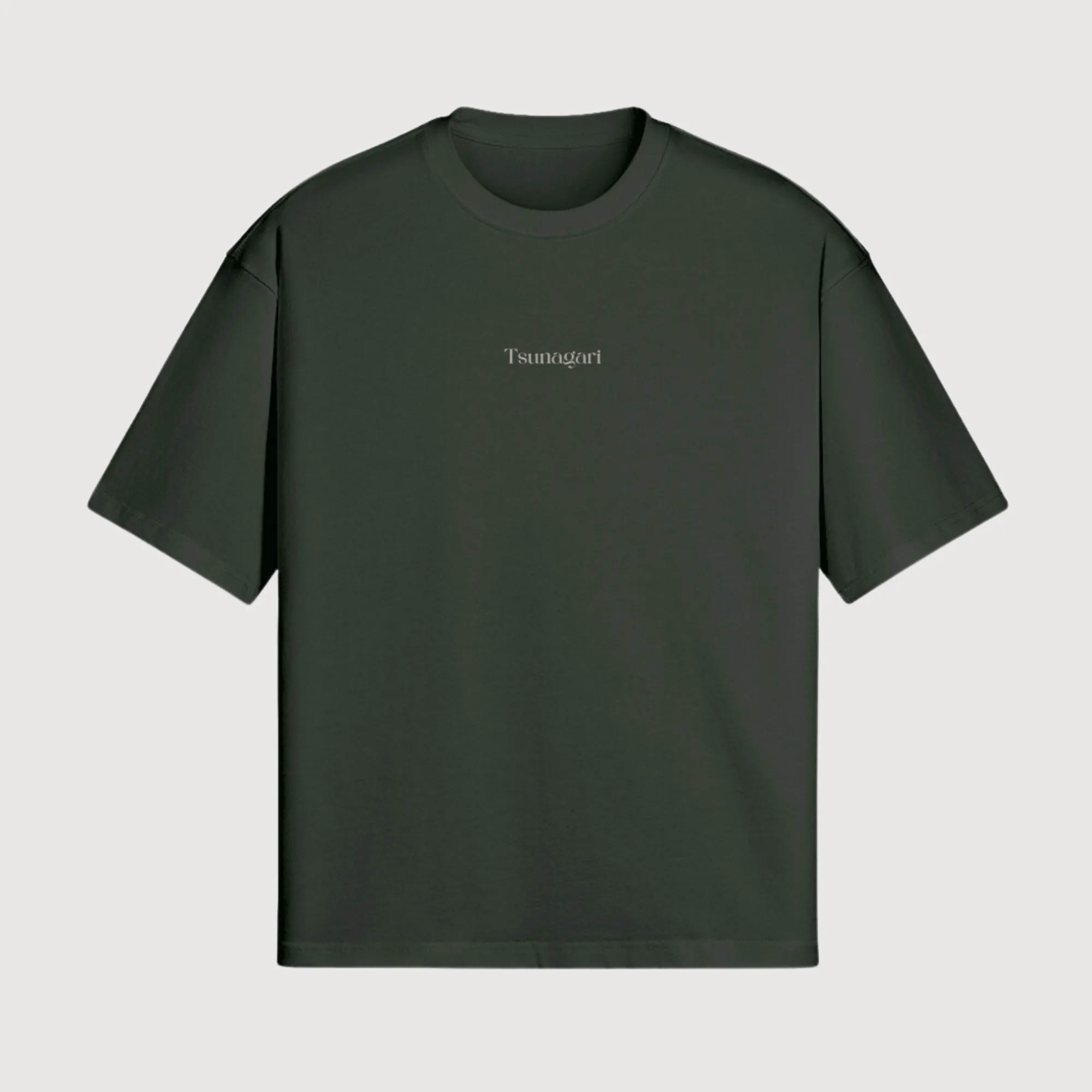Tsunagari x Dark Green Drop Shoulder T-Shirt x Boxy Fit