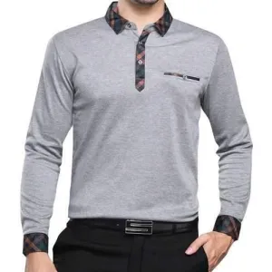 Turn-down Collar Long Sleeve Golf Shirt for Middle-aged Men