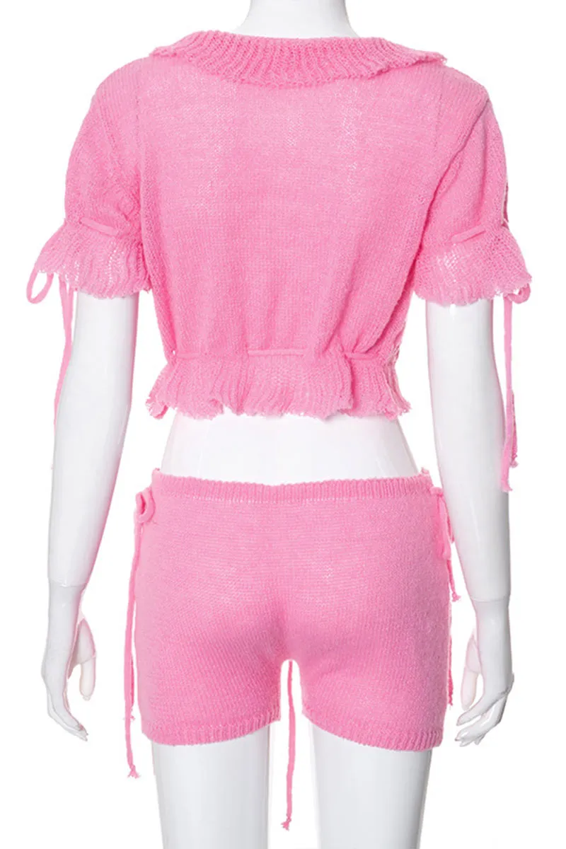 UM0230 Crochet Shirt and Shorts Set