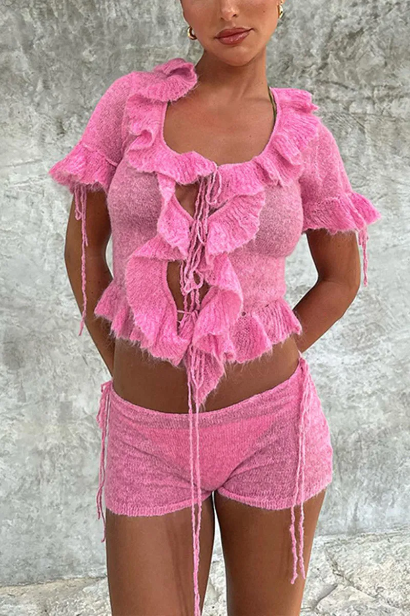 UM0230 Crochet Shirt and Shorts Set