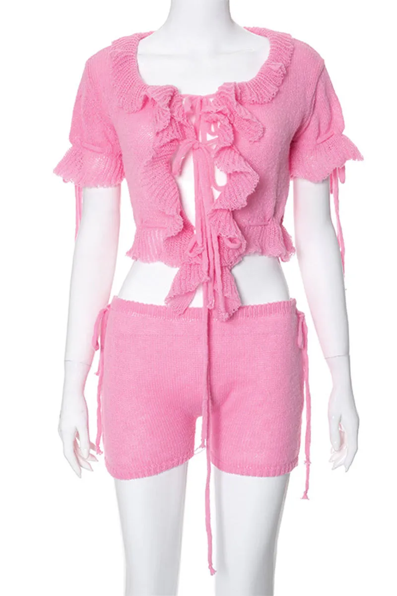 UM0230 Crochet Shirt and Shorts Set