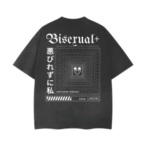 Unapologetically Bisexual, Bi  Bi-Pride Graphic Tee on Soft Black Vintage Wash Frayed T-Shirt - 260 GSM