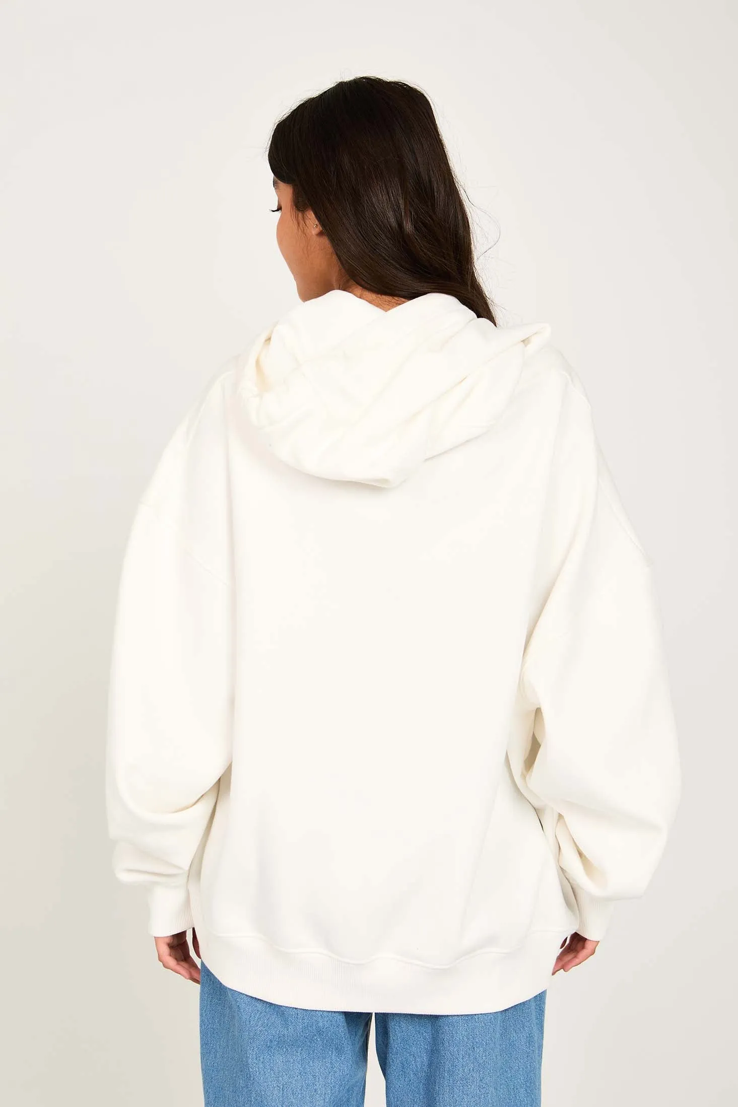 Unisex Sweat Shirt  Loose Fit Printed Hoodie off white