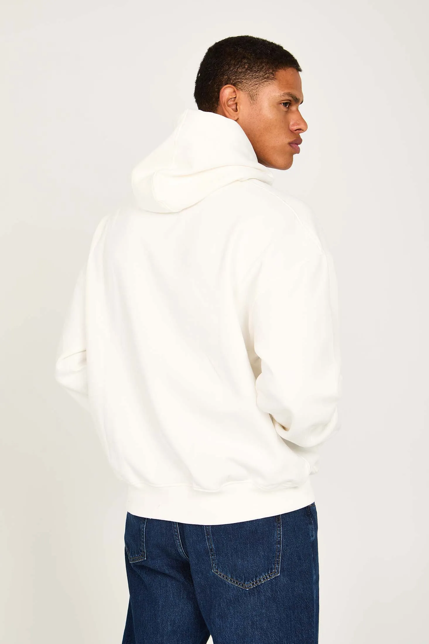 Unisex Sweat Shirt  Loose Fit Printed Hoodie off white