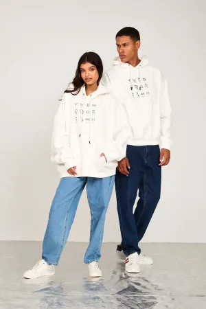 Unisex Sweat Shirt  Loose Fit Printed Hoodie off white