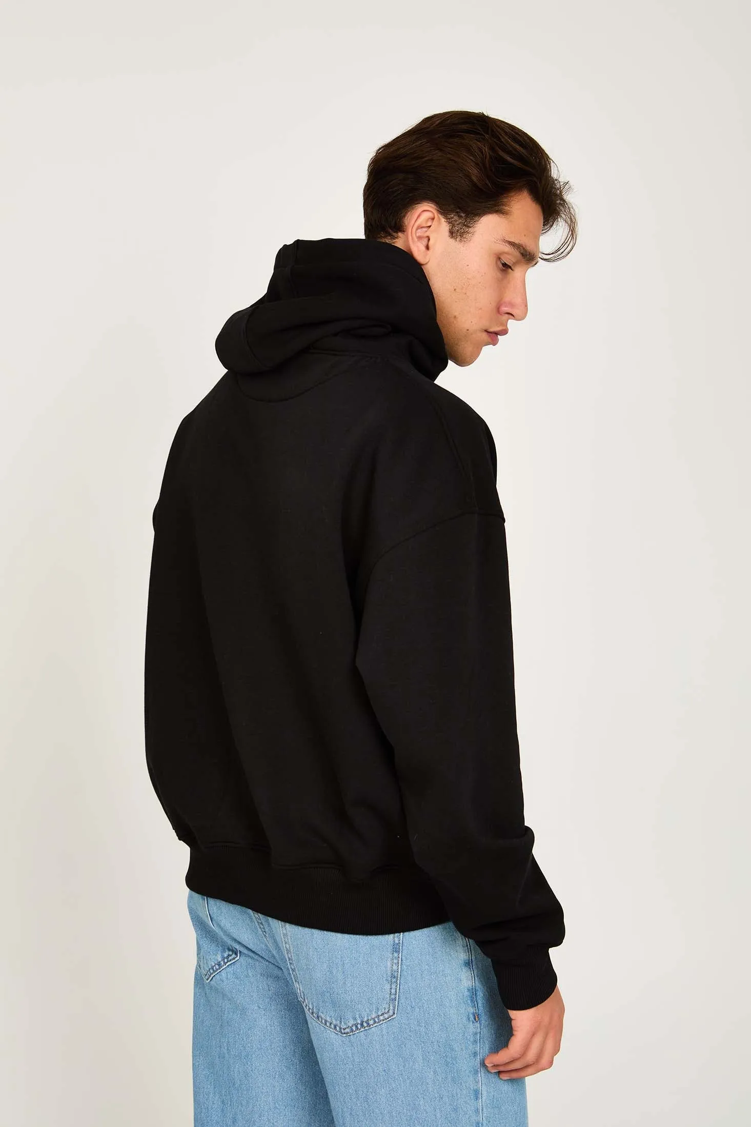 Unisex Sweat Shirt Unisex Loose Fit Printed Hoodie Black