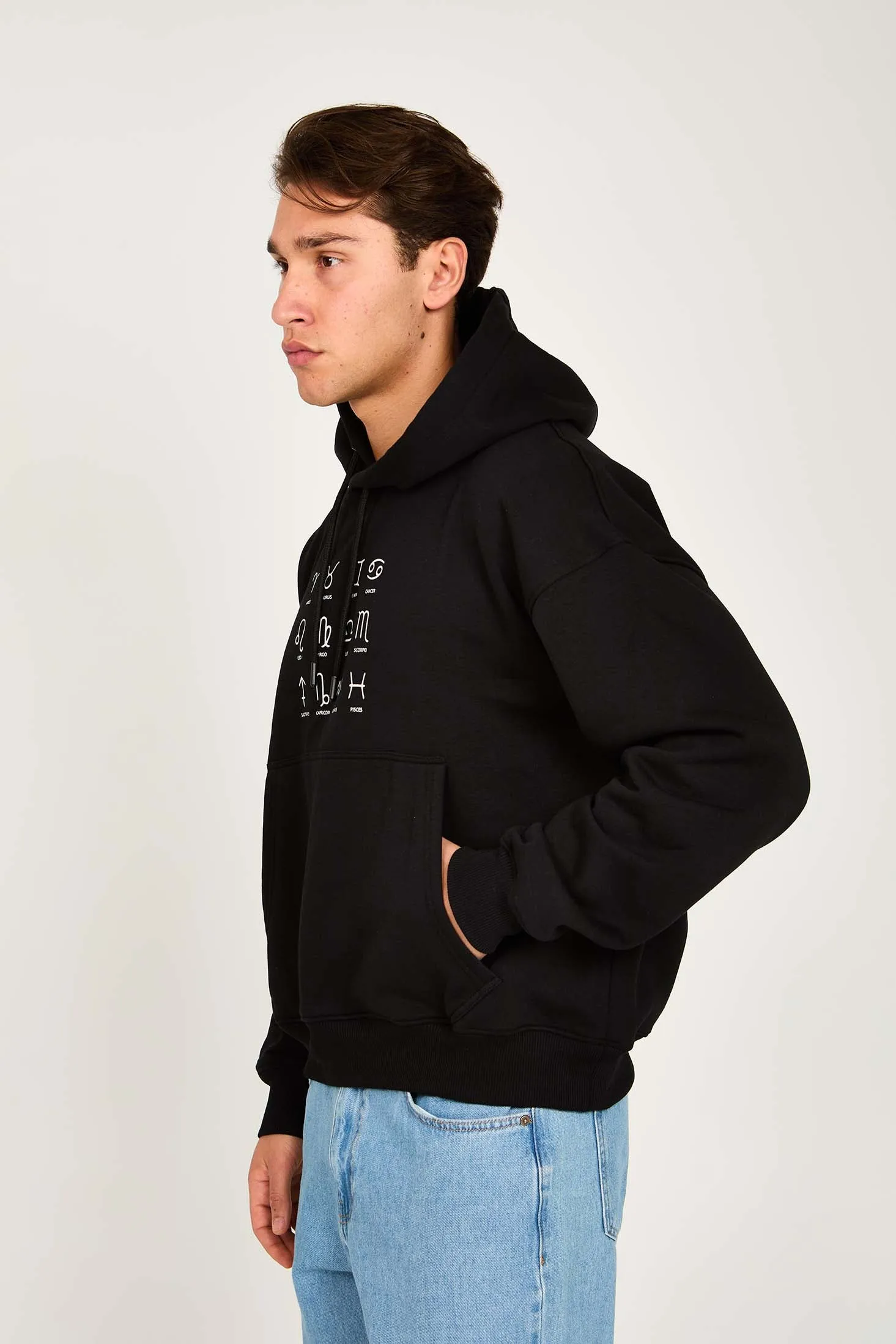 Unisex Sweat Shirt Unisex Loose Fit Printed Hoodie Black