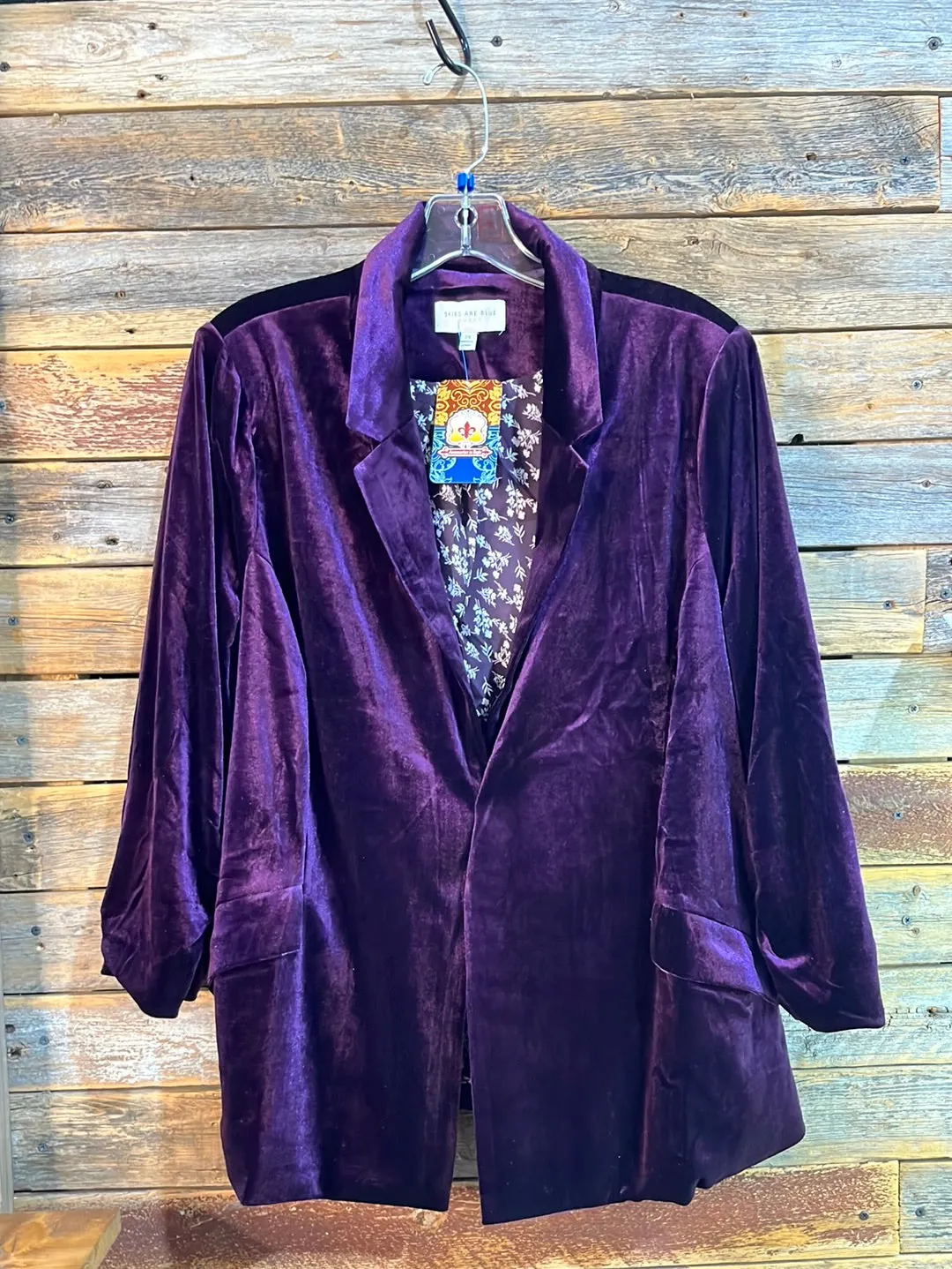 Velvet Button Detail Blazer with Bunched Sleeves