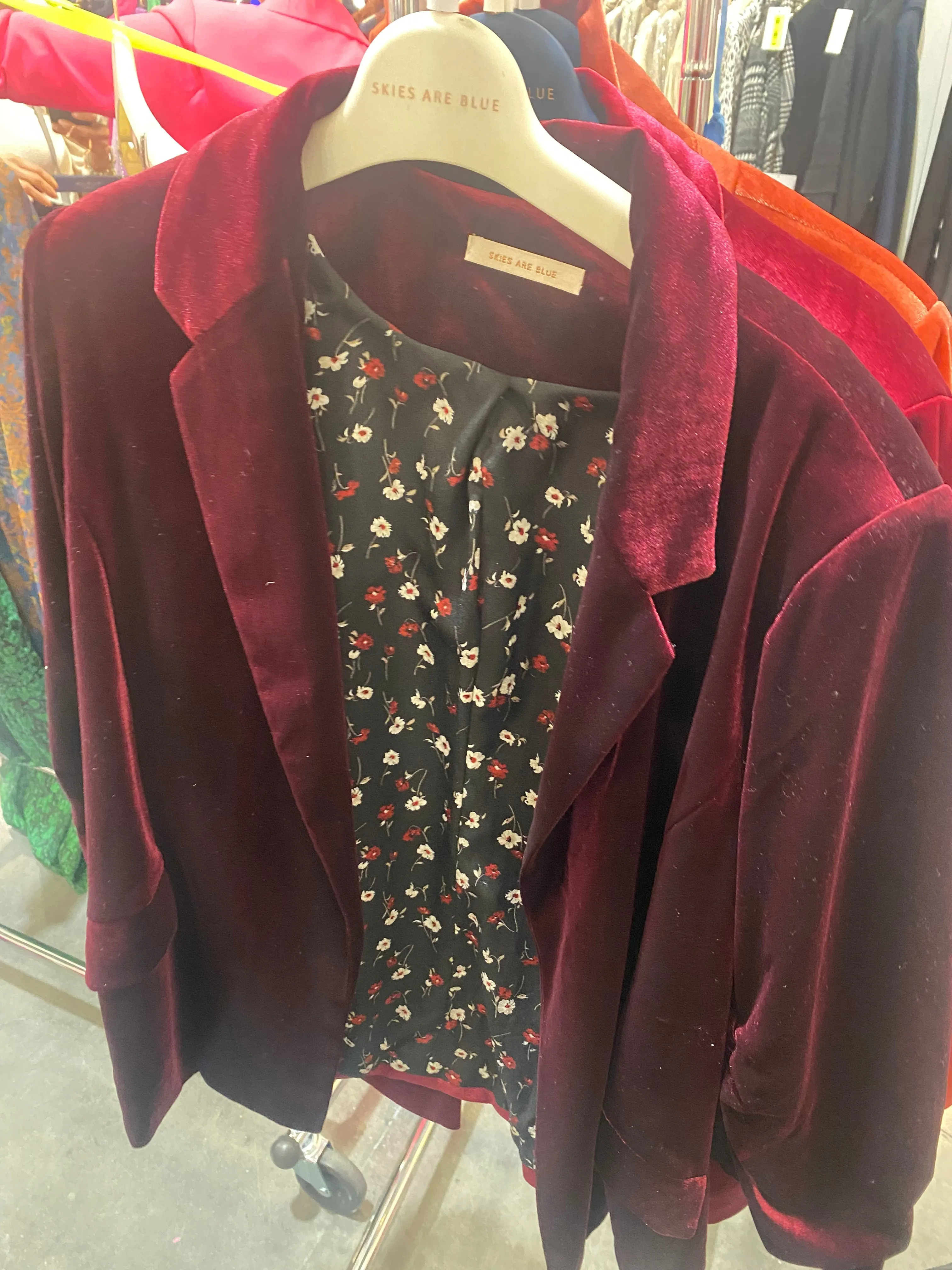 Velvet Button Detail Blazer with Bunched Sleeves