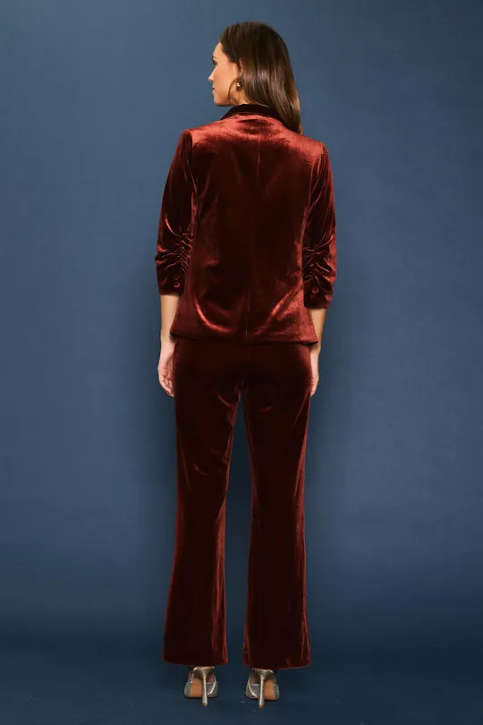 Velvet Button Detail Blazer with Bunched Sleeves