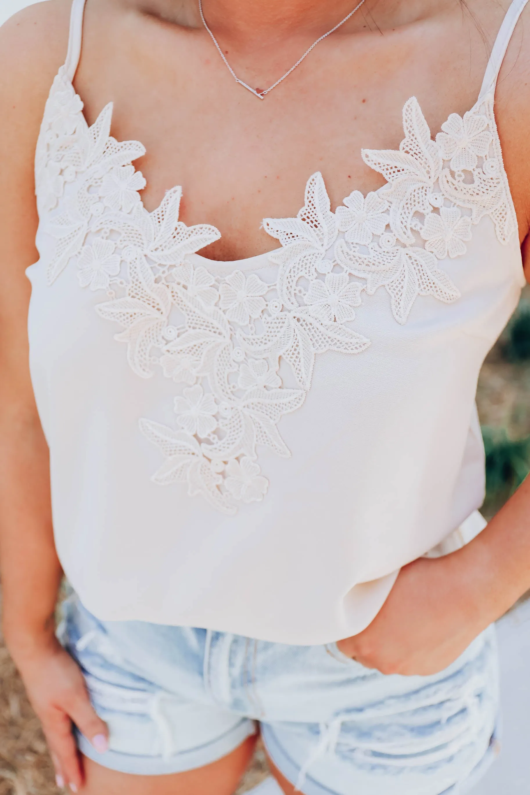 Venetian Lace Cami - Tan