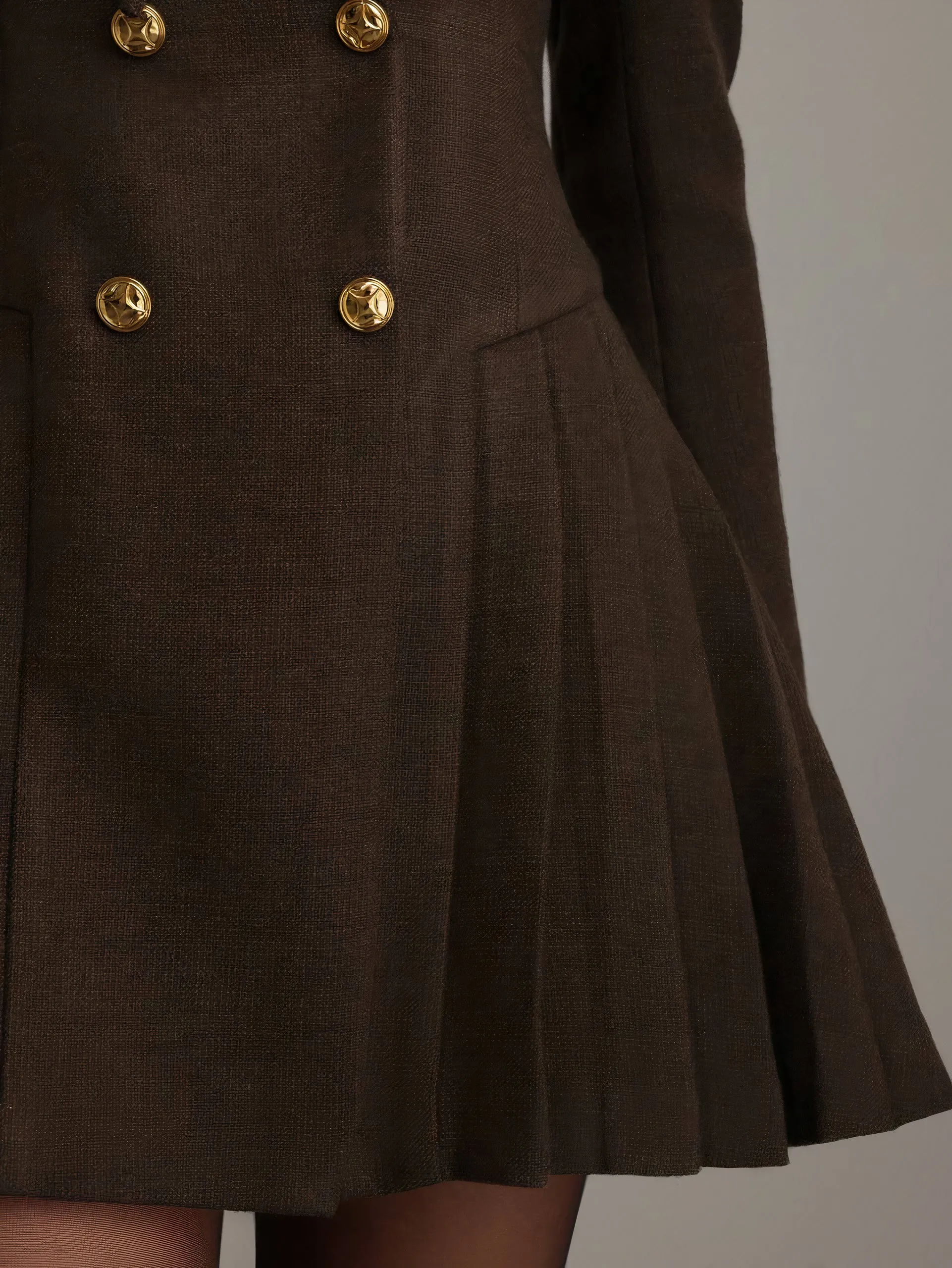 Victoria Buttoned Pleated Blazer Mini Dress