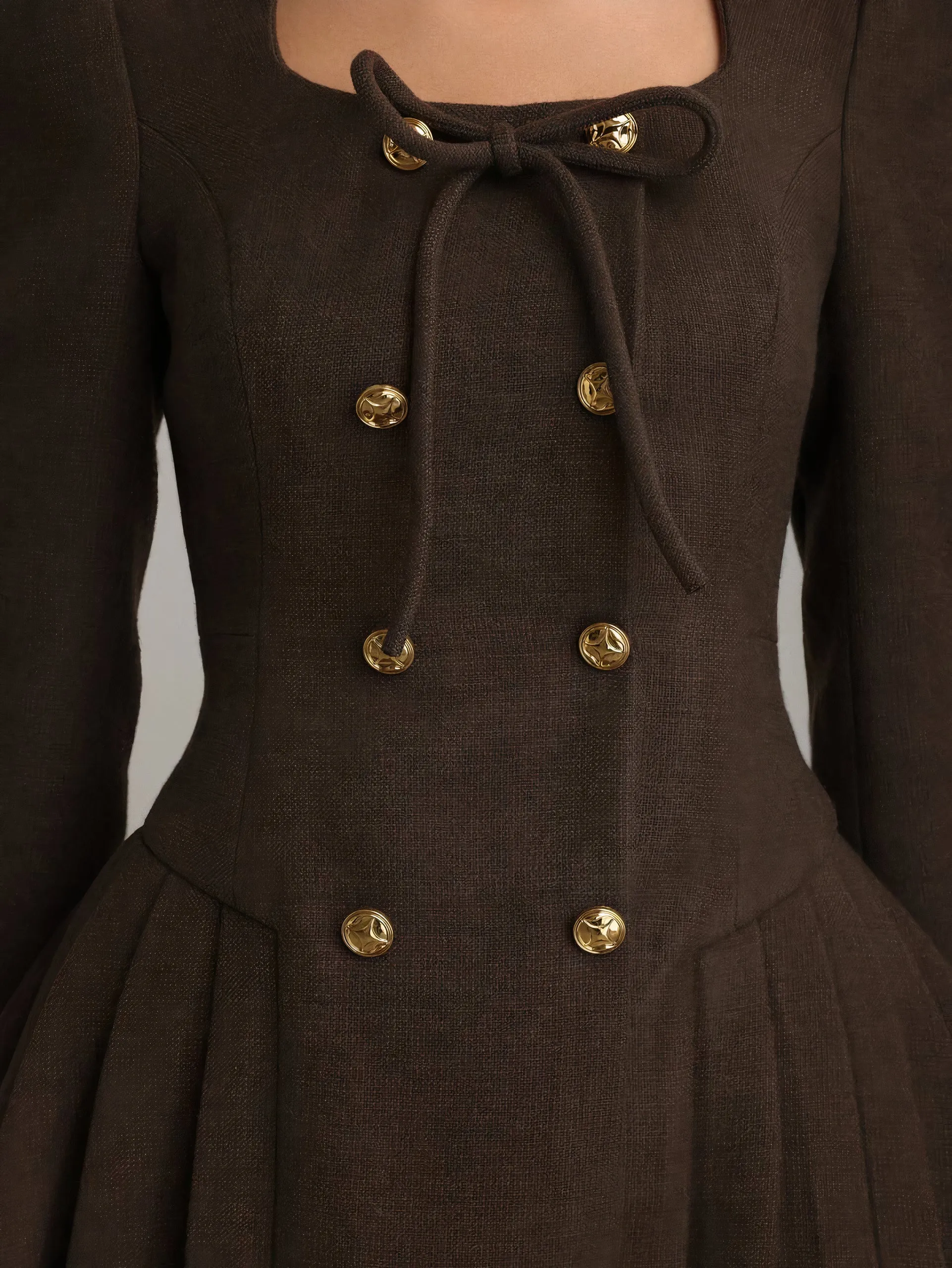 Victoria Buttoned Pleated Blazer Mini Dress