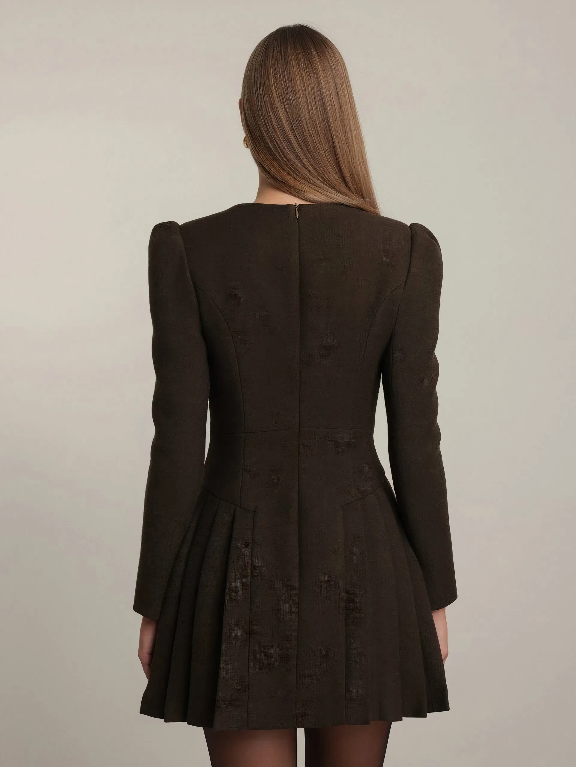 Victoria Buttoned Pleated Blazer Mini Dress